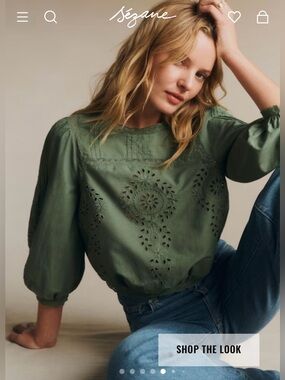 Sezane Enea Blouse - Sage - Size 42 / 10 - NWOT Sold Out Online